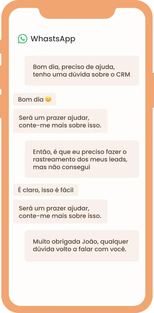 Conversa de suporte da Ágil pelo WhatsApp